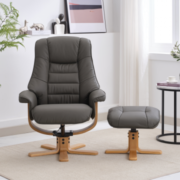 Sardinia Recliner Chair & Footstool in Cinder